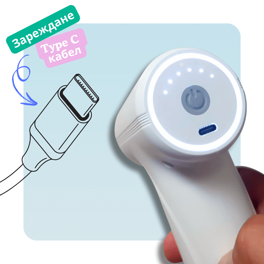 Мини масажен пистолет Therapio-203BG с лесно управление и с зареждане чрез USB Type C кабел. Перфектен спътник у дома, в офиса, във фитнеса или по време на пътуване.