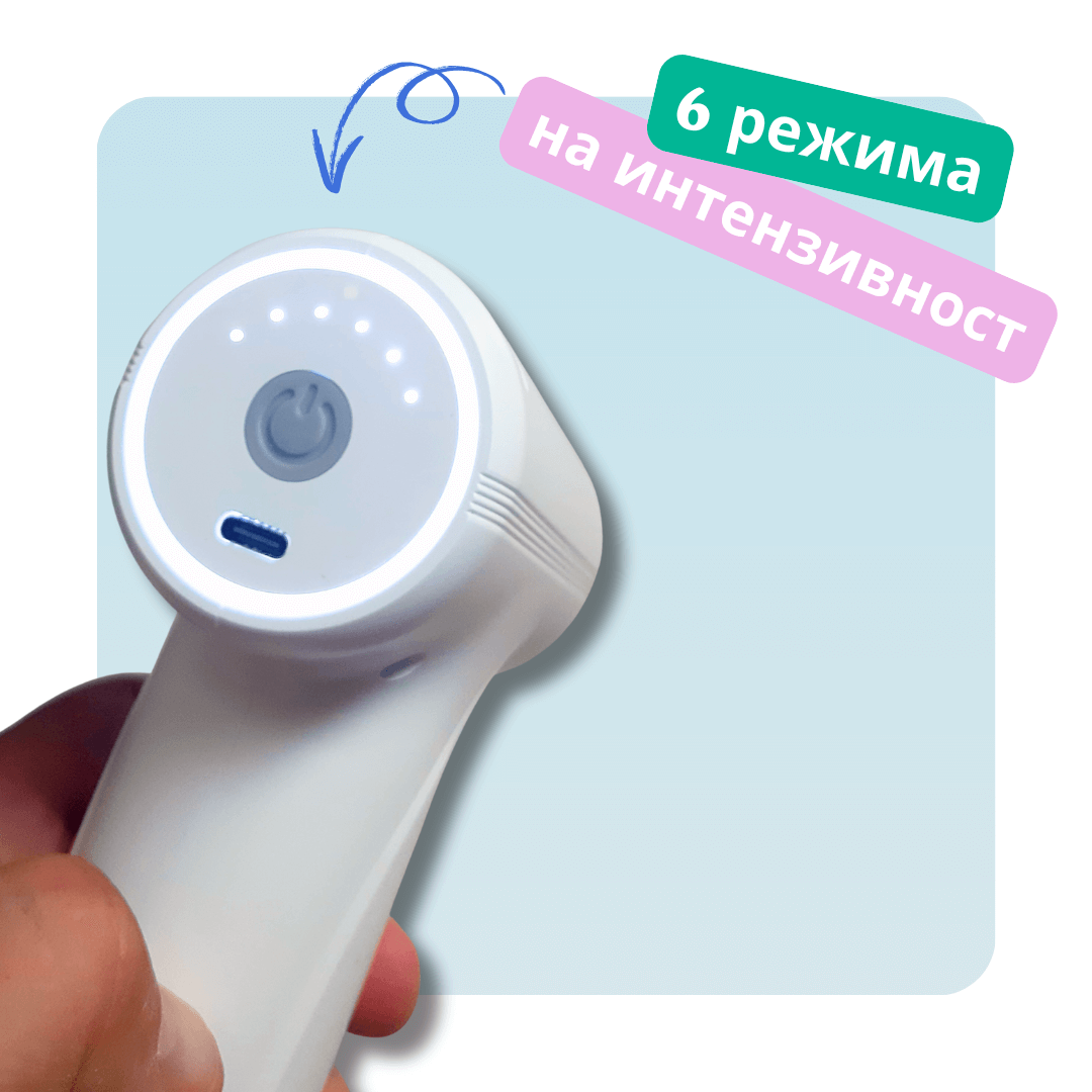 Мини масажен пистолет Therapio-203BG с лесно управление и 6 режима на интензивност. Перфектен спътник у дома, в офиса, във фитнеса или по време на пътуване.