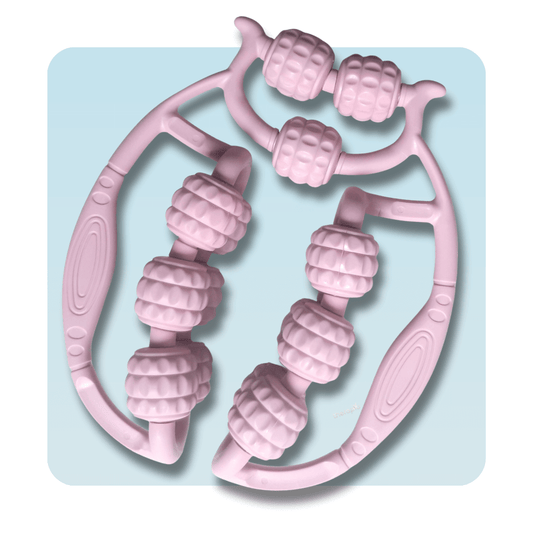 Ръчен ролков масажор Therapio-15BG с 15 масажни ролки – идеален за бедра, прасци и ръце. Лилав цвят